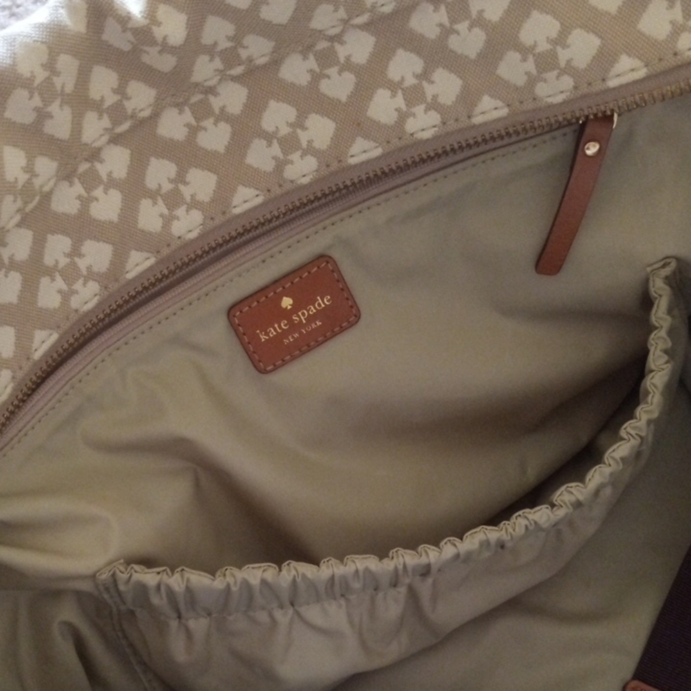 Kate Spade New York Cream and Pink Tote Canvas Tote Weekender Diaper Bag - Picture 8 of 17